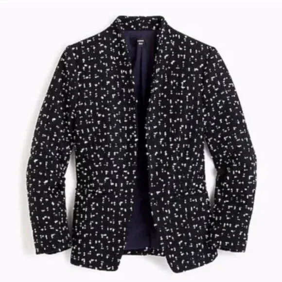 J. Crew 365 Tweed Going Out Blazer Jacket in Deepest Navy Size 8 J8119 - Picture 16 of 16